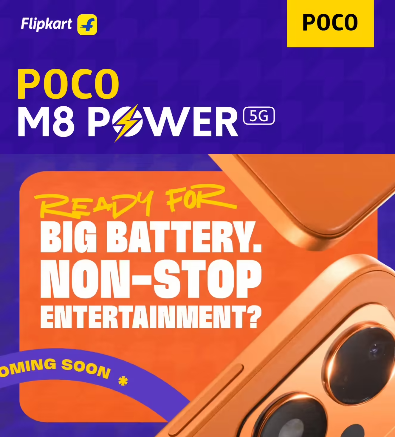 POCO M8 Power 5G Teased in India: Massive Battery & Orange Finish