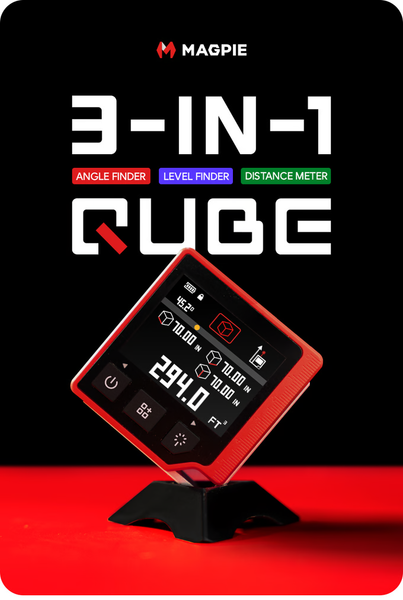 QUBE: 3-in-1 Digital Angle, Level, Distance Meter